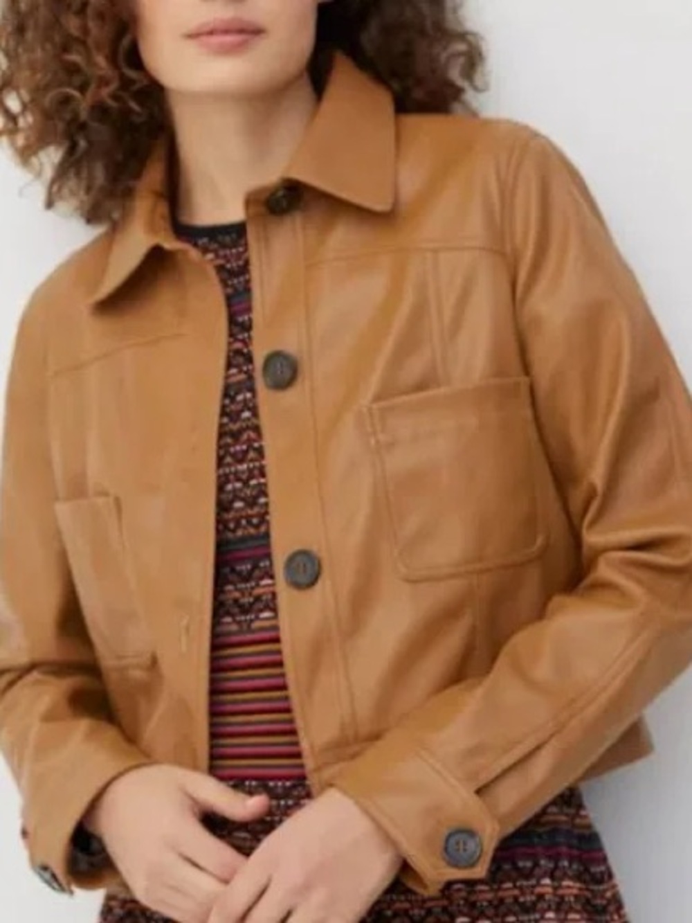 Anthropologie Katy Cropped Faux Leather Jacket